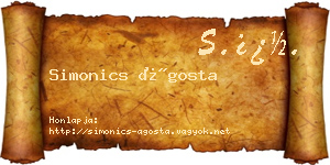 Simonics Ágosta névjegykártya